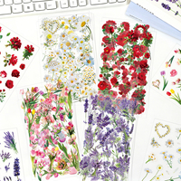 5 autocollants floraux transparents en PET de haute qualité, délicatement personnalisés, pour carnets et coques de téléphone, parfaits comme autocollants cadeaux