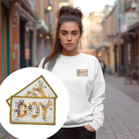 Fournisseur de patchs à repasser sur les vêtements Logo de marque personnalisé Fil d'or Merrow Bordure imprimée Patchs de sublimation pour vêtement