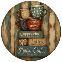 Plaque Métallique Vintage Rustique pour Tasses à Café Cappuccino Latte, Décoration Murale pour Cuisine de Ferme, Café, Bar à Café