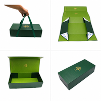 Boîte d'emballage pliable magnétique en carton rigide pour riz et sushis avec poignée, boîte cadeau pour vin, boîte d'emballage personnalisée pour chocolat