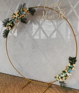 6.6ft Accessoires <span class=keywords><strong>De</strong></span> Mariage <span class=keywords><strong>Blanc</strong></span> <span class=keywords><strong>Or</strong></span> Cerceau Métallique <span class=keywords><strong>Ballon</strong></span> Cercle Boucle Fleur Arc avec Support Décoration Maison Fête - Product Image 5