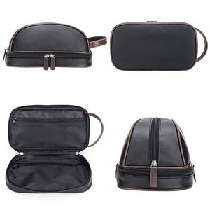 Sac de toilette en cuir pour hommes, trousse de rasage avec beaucoup de poches, pochette de voyage, Kit Dopp - Product Image 2