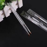 Pinceau professionnel pour la peinture d'art des ongles en poils de sable de Kolinsky de qualité supérieure, rond et ovale, manche en acrylique transparent, stylo pour l'art des ongles