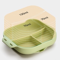 Plaques d'aspiration pour bébé en silicone sans BPA Assiette d'alimentation d'entraînement pour enfants Assiette carrée en silicone pour bébé Assiette divisée Cuillère Fourchette Ensemble