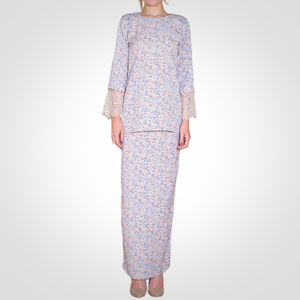 SIPO Eid nouveau Design malaisie musulmah femmes modeste droite crêpe col rond dentelle manches ensemble moderne Baju Kurung - Product Image 1