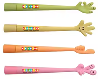 Stylos à bille flexibles avec logo personnalisé, forme de doigts en dessin animé, écriture en plastique de 1,0 mm pour le bureau et l'école
