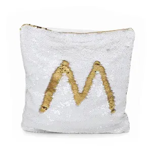 垫升华空白魔术垫闪光美人鱼可逆翻盖金色亮片枕套装饰