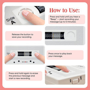 Thẻ âm thanh cá nhân hóa tùy chỉnh theo giọng nói, băng cassette 60s/300s, logo tùy chỉnh, thiệp âm thanh chúc mừng sinh nhật, Ngày của Mẹ, Giáng sinh - Product Image 4