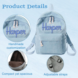 Mochila Infantil Personalizada sin Cierre con Nombre, Bolsa de <span class=keywords><strong>Pana</strong></span> para Niños Pequeños, Regalo de Cumpleaños para Niñas y Niños, Regreso a Clases - Product Image 3