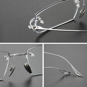 Ultra Light Pure Titanium Rimless Optical Frameless Eyeglasses <strong>Narrow</strong> Lens <strong>Spectacles</strong> Prescription Reading Glasses Frames - Product Image 4