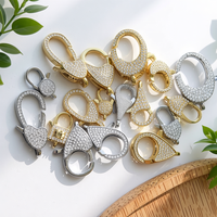 Fermoir mousqueton pavé de zircons micro-incrustés en or véritable 18 carats plaqué cuivre de haute qualité pour bijoux DIY pour collier