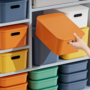 Contenedores de almacenamiento de plástico PP de diseño moderno con asa Cajas de almacenamiento de escritorio Cubby Factory Venta al por mayor Apilable empacable con tapa - Product Image 4