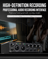 Interfaz de Audio USB con Alimentación Phantom de 48V, Tarjeta de Sonido con Cancelación de Ruido para Grabación y Transmisión, Compatible con PC/Mac