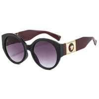 Lunettes de soleil circulaires en plastique au design tendance, grandes montures, branches métalliques, style vintage unisexe, protection UV400, modèle personnalisé 995-1