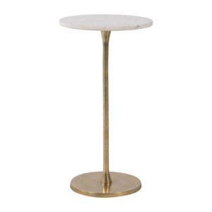Table d'appoint ronde avec plateau en marbre et base en laiton pour la décoration de la chambre ou du salon - Product Image 1
