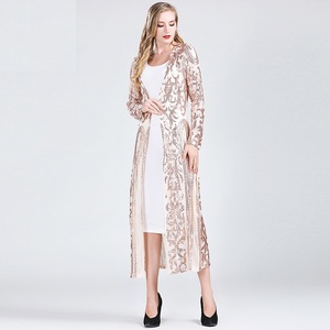 Modische Neue Damenkleidung Lange Pailletten-Strickjacke mit Offener Front Langarm Mesh-Cardigan Bluse Überwurf Mantel für Abendveranstaltungen Abschlussball Party Oberteil Geschenk - Product Image 6