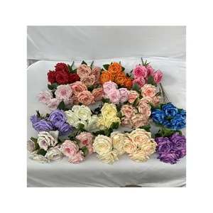 Tissu moulu de qualité à 5 têtes, Rose <span class=keywords><strong>reine</strong></span> de thaïlande, fleur artificielle, Rose dorée, nouvelle collection Offre Spéciale - Product Image 1