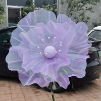 Grosir kain layar sutra kustom kepala bunga raksasa kain kustom bunga besar Organza bunga Poppy raksasa