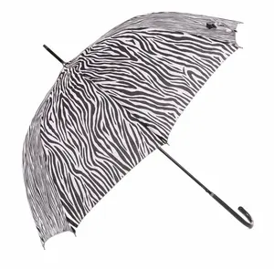 23 Inch 8 K Manual Open High Quality black metal shaft 3 Folding Zebra Stripe Straight Umbrella