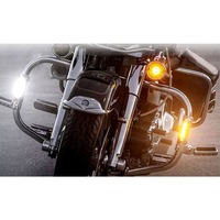Quguang LED Lampu Ganda 2 Lensa Pelindung Mesin Sepeda Motor dengan Lampu Sein dan Indikator Kedip untuk Touring Sportster Dyna 32mm Garansi 1 Tahun