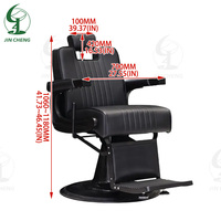 Fauteuil de Barbier Professionnel Rétro Jincheng Robuste Tout Noir, Chaise de Coiffure de Luxe pour Salon de Coiffure, Prix de Gros