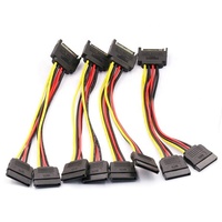 1 Kabel Pemisah Y Daya PVC 15 Pin SATA 1 Jantan ke 2 Betina untuk Komputer HDD SSD Casing PC