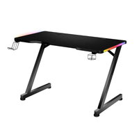 Table de jeu Mesa noire en forme de Z moderne Foshan meubles de bureau à domicile ordinateur portable en bois PC Racing RGB bureau d'ordinateur de jeu