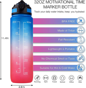 Bottiglia d'Acqua Grande da 32oz in Tritan Senza BPA, Antigoccia, con Indicatori Temporali e <span class=keywords><strong>Citazioni</strong></span> <span class=keywords><strong>Motivazionali</strong></span>, Colori Personalizzabili Disponibili - Product Image 4