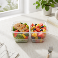 Boîte de préparation de repas à 2 compartiments de 1000 ml, récipient de stockage alimentaire jetable avec couvercle hermétique facile à ouvrir