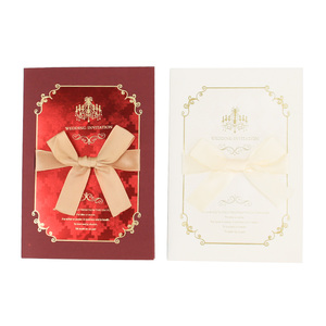 Wholesale Best Selling Custom Foil Stamping Elegant <strong>Invitation</strong> with Beautiful Bow Wedding Card <strong>Design</strong> - Product Image 2