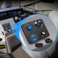 Prise USB triple multifonction, accessoire pour camping-car, panneau de commande marin 12V, chargeur USB double PD30W et QC18W pour voiture, en aluminium