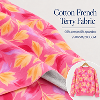 Tissu en molleton bouclette à faible MOQ, respirant, doux, personnalisable, imprimé numériquement, motif floral, extensible