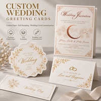 Cartes d'invitation personnalisées pour mariage, cartes de remerciement, menus, cartes de table, cartes de réception, estampées à l'or sur papier de coton de luxe