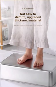 新款 304 不锈钢方形设计猫厕所猫砂盆高边防粘65升容量易清洁防锈混合猫砂 - Product Image 4