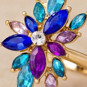 Anello Marquise con Fiori Colorati per Donne, Gioiello da Dito Creativo e alla Moda - Product Image 4