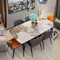 Ensemble table et chaises de salle à manger en bois brillant de style italien moderne, luxe léger, forme rectangulaire, pour la maison, petit appartement