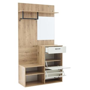 SENYU Modern <b>Wood</b> Coat Rack with <b>Mirror</b> and Storage Drawers Entryway Furniture for Home Living Room Scandinavian Design - Product Image 5