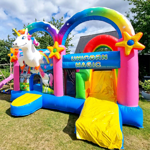 Castillo inflable comercial al por mayor para niños, con diseño de unicornio mágico y tobogán. - Product Image 1