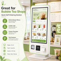Kiosco de Autoservicio de 27 Pulgadas para Restaurante, Pantalla Táctil, Escáner QR, Pago con Tarjeta NFC, Impresora de Recibos de 80 mm, CPU Intel Core I5
