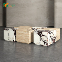 Table basse en marbre naturel au design moderne MT STONE, meuble élégant et décoratif pour salon, table basse de forme irrégulière en marbre