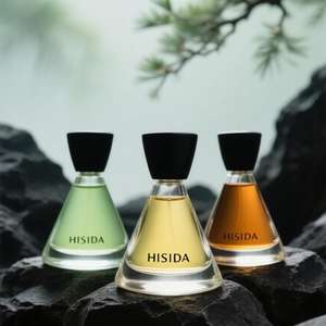 ขวดน้ำหอมแก้วเปล่าขนาด50มล. 100มล. ทรงสามเหลี่ยมออกแบบได้ตามต้องการมีฝาไม้ - Product Image 6