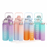 2024 chaud 3 en 1 ensemble bouteille enfants motivation tasse d'eau sport bouteille d'eau en plastique en gros avec paille pour l'école des enfants