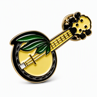 Épinglette en émail souple personnalisée avec logo, motif banjo et feuille de palmier, en métal, souvenir musical, cadeau, vente en gros