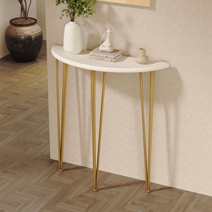 批发现代门厅客厅门厅桌实木顶部金属三角腿理想储物解决方案控制台桌 - Product Image 4