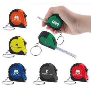 Mètre Ruban Promotionnel Portable Mini en Acier et Plastique 1M avec Porte-clés, Impression Numérique Personnalisée du Logo, Revêtement en Caoutchouc PRT, Cadeau - Product Image 1