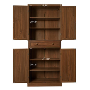Modern Wood 4-Door <b>Cabinet</b> with 2 Drawers 4 Adjustable Shelves Bedroom & Apartment Storage for Hotel Use - Product Image 2