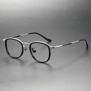 M3118 Unisex <span class=keywords><strong>Retro</strong></span> Business cuadrado titanio acetato gafas ópticas anteojos montura completa en Stock - Product Image 2