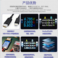 Kabel Data Pengisian Daya Cepat 100W dengan Layar Digital, Perbaikan Tipe C/PD untuk Huawei, iPhone, Vivo, Uji Pengisian Daya