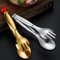 Pince à salade antidérapante en acier inoxydable de 8 pouces ustensile de cuisine de service de cuisine pour la maison gâteau pain fête outil de cuisine
