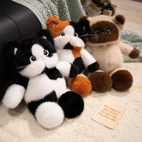 Jouets en peluche chat de dessin animé mignons, chats calico, chats siamois, chats vaches, poupées en peluche, adorables cadeaux pour enfants, animaux en peluche